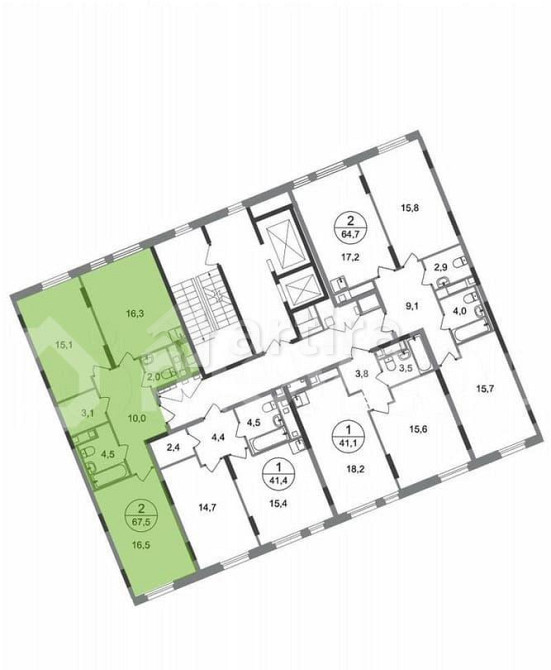 2-комн. квартира, 67.5 м2, 10/17 эт. Москва - изображение 2