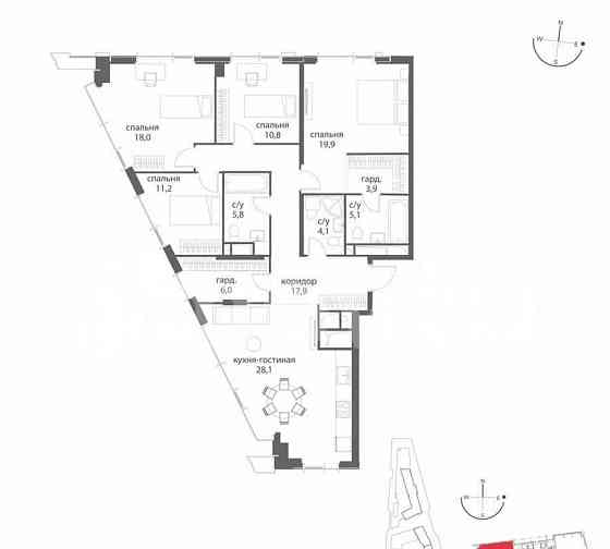 4-комн. квартира, 130.8 м2, 32/38 эт. Москва