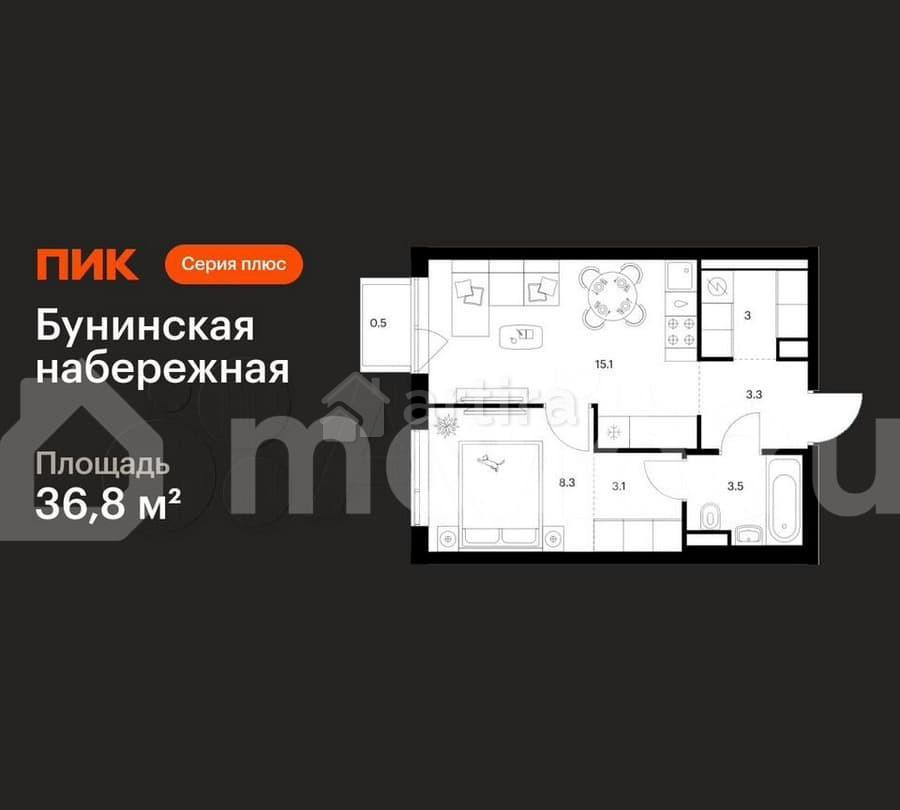 1-комн. квартира, 36.8 м2, 8/16 эт. Москва - изображение 1