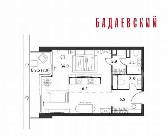 1-комн. квартира, 58.7 м2, 15/18 эт. Москва