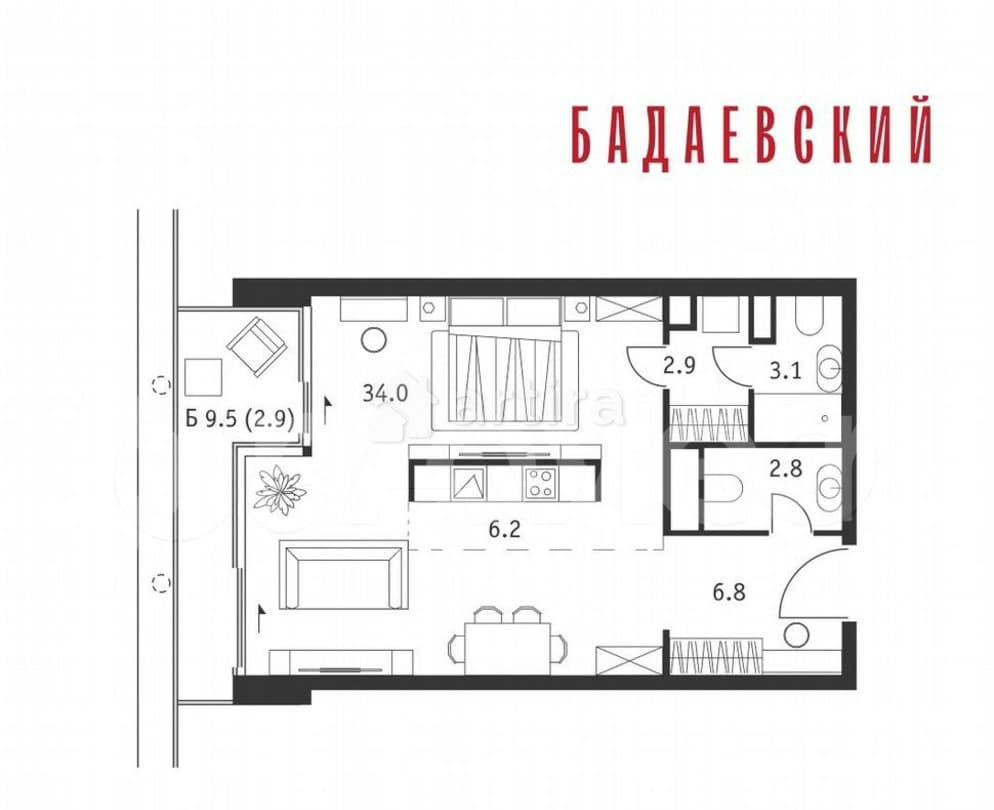 1-комн. квартира, 58.7 м2, 15/18 эт. Москва - изображение 1