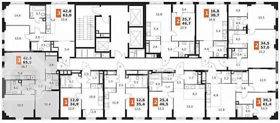 3-комн. квартира, 65.5 м2, 8/27 эт. Москва