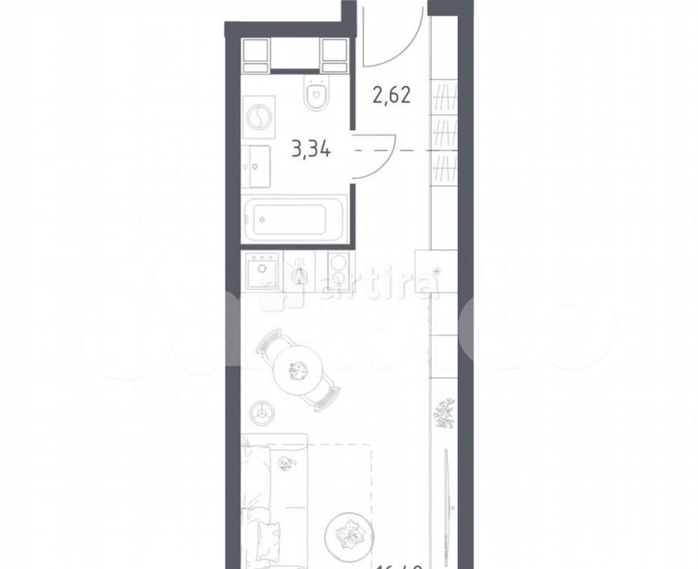 Студия, 22.4 м2, 5/28 эт. Москва - изображение 1