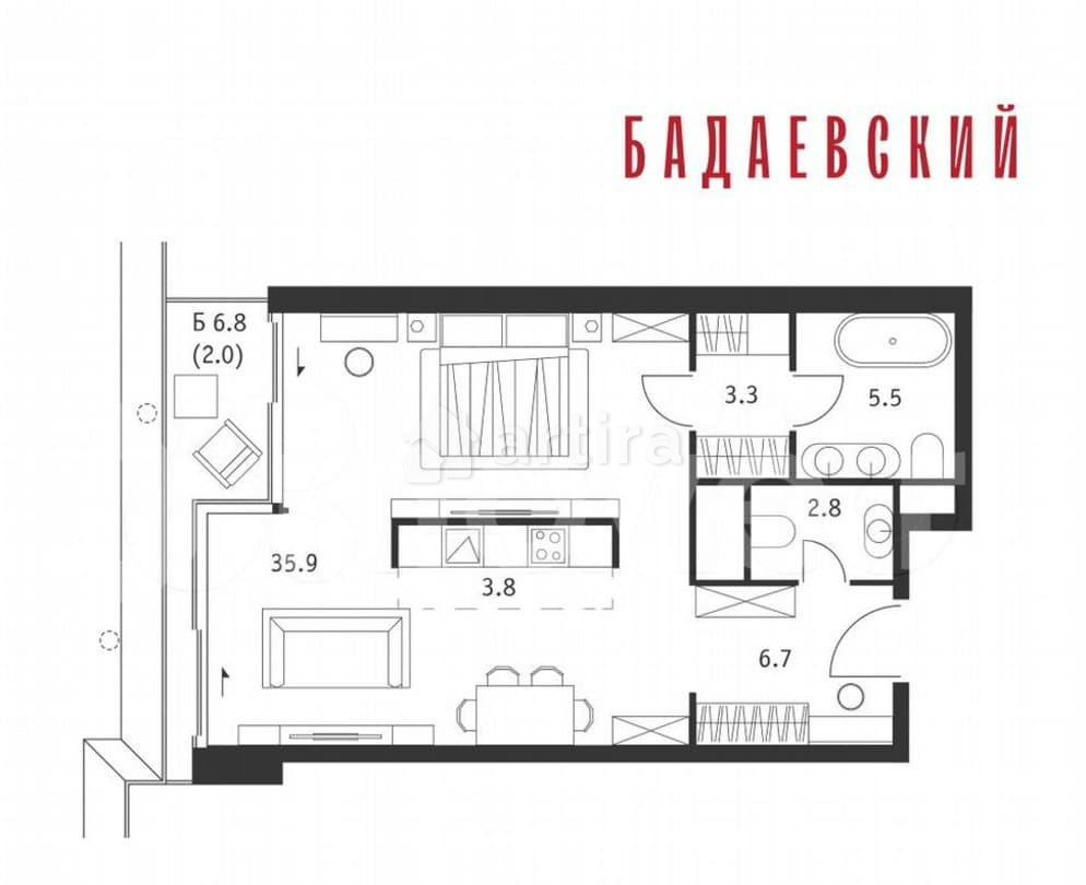 1-комн. квартира, 60 м2, 10/18 эт. Москва - изображение 3