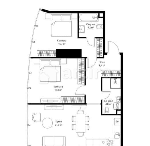 2-комн. квартира, 84 м2, 38/90 эт. Москва - изображение 1