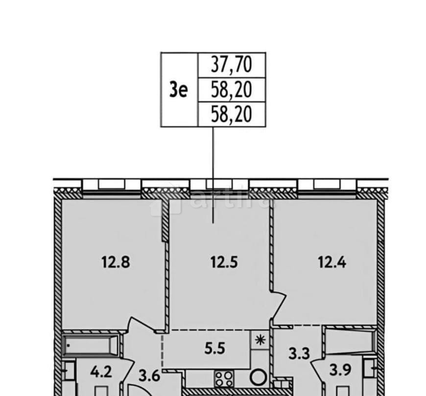 2-комн. квартира, 58.2 м2, 3/8 эт. Москва - изображение 1