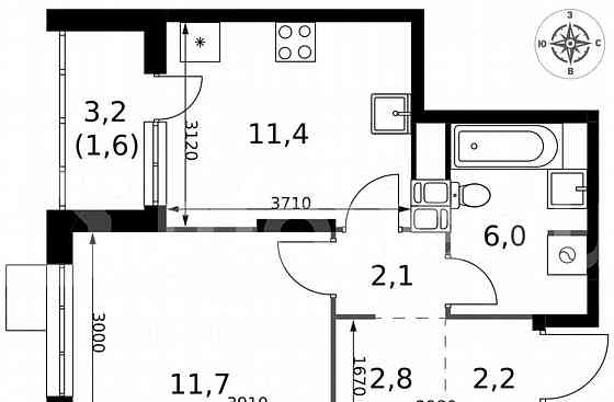 1-комн. квартира, 37.8 м2, 8/25 эт. Москва