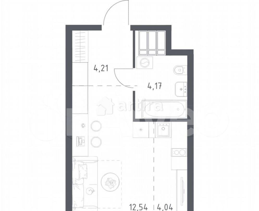 Студия, 25 м2, 21/23 эт. Москва - изображение 1