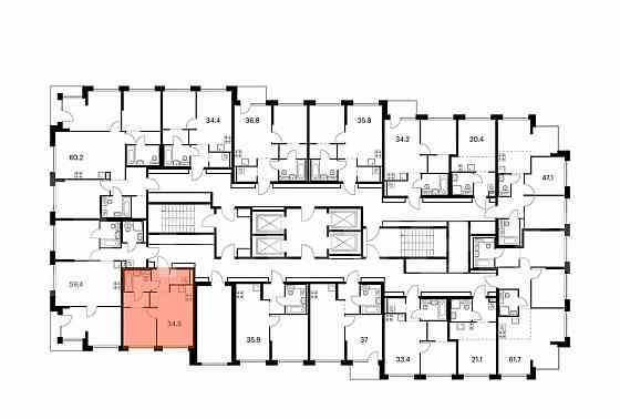 1-комн. квартира, 34.5 м2, 20/32 эт. Москва