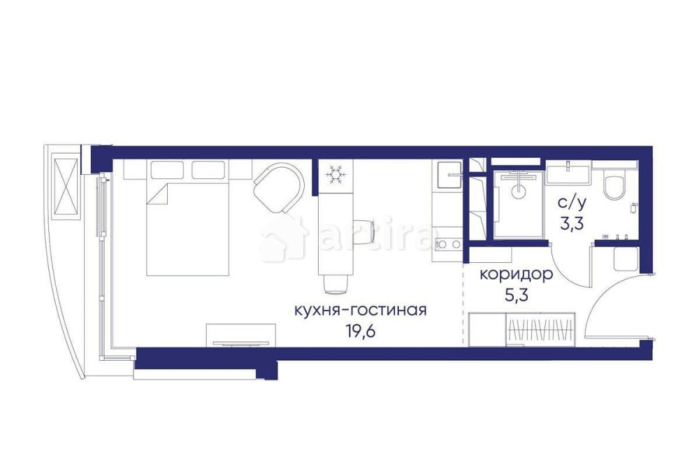 Студия, 28.22 м2, 9/12 эт. Москва - изображение 1