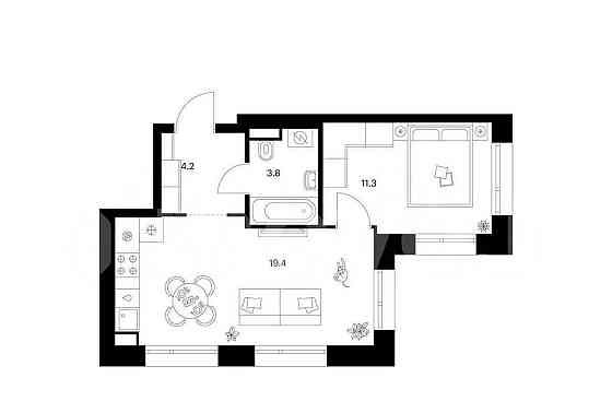 1-комн. квартира, 38.7 м2, 25/29 эт. Москва