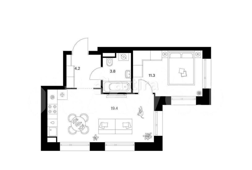 1-комн. квартира, 38.7 м2, 25/29 эт. Москва - изображение 1