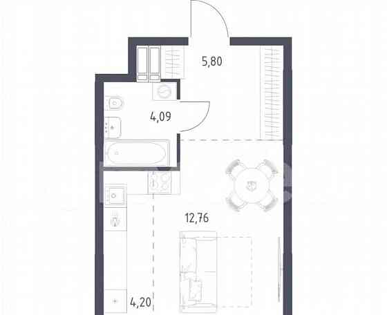 Студия, 26.9 м2, 7/23 эт. Москва