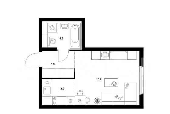 Студия, 28.5 м2, 9/12 эт. Москва