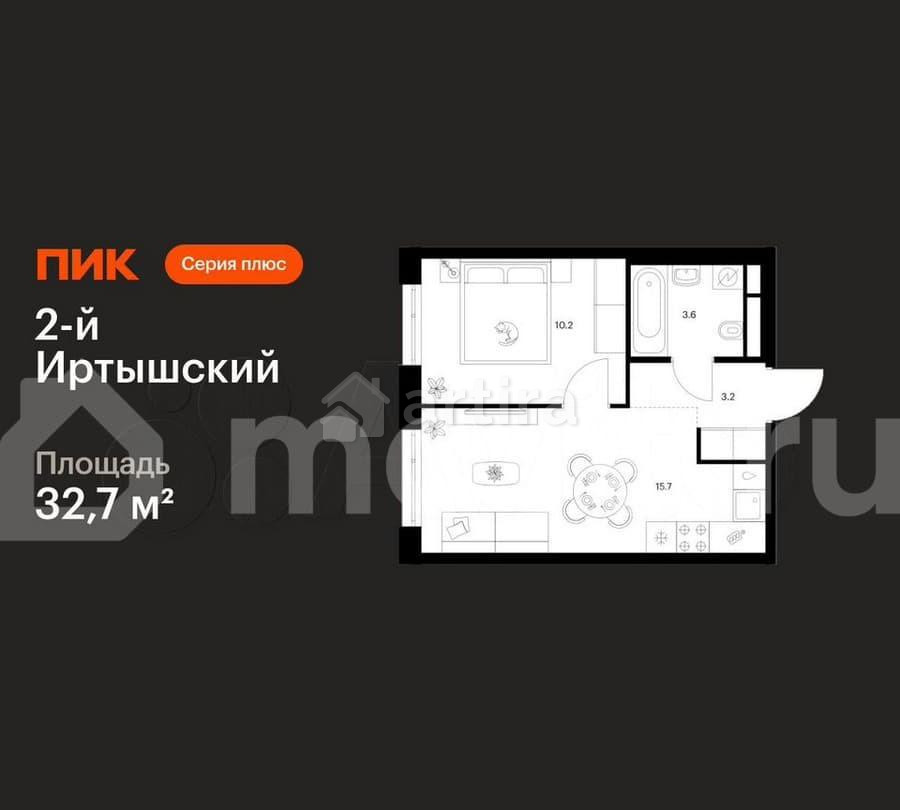 1-комн. квартира, 32.7 м2, 16/43 эт. Москва - изображение 1