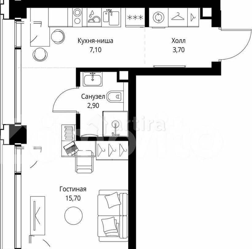 Студия, 29.4 м2, 3/18 эт. Москва - изображение 2