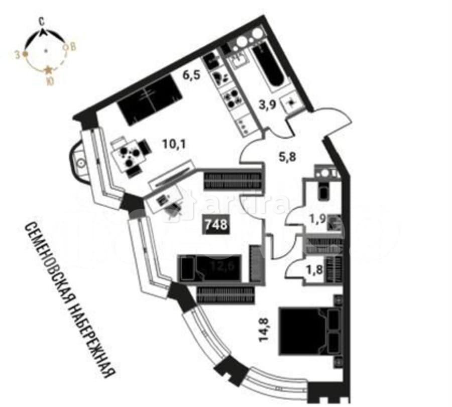 3-комн. квартира, 57.4 м2, 21/28 эт. Москва - изображение 1