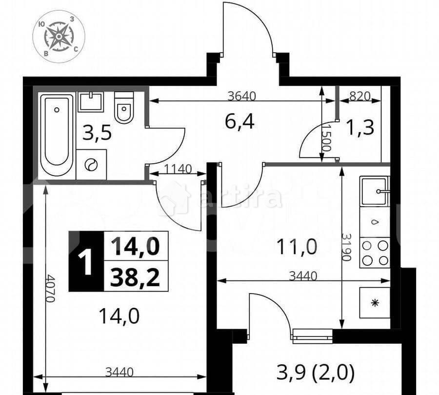 1-комн. квартира, 38.4 м2, 11/22 эт. Москва - изображение 5