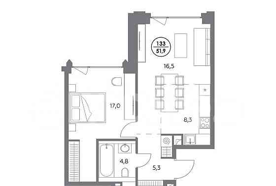 1-комн. пентхаус, 51.9 м2, 2/7 эт. Москва