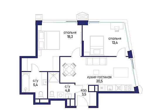 2-комн. квартира, 65.92 м2, 13/24 эт. Москва