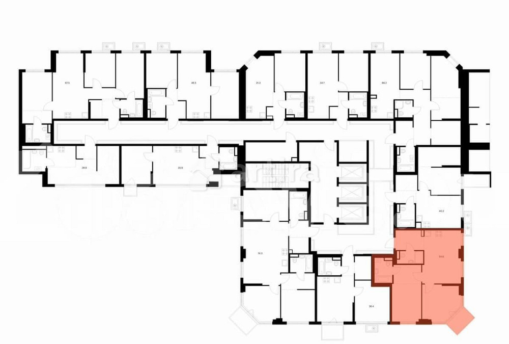 2-комн. квартира, 54.6 м2, 6/23 эт. Москва - изображение 3