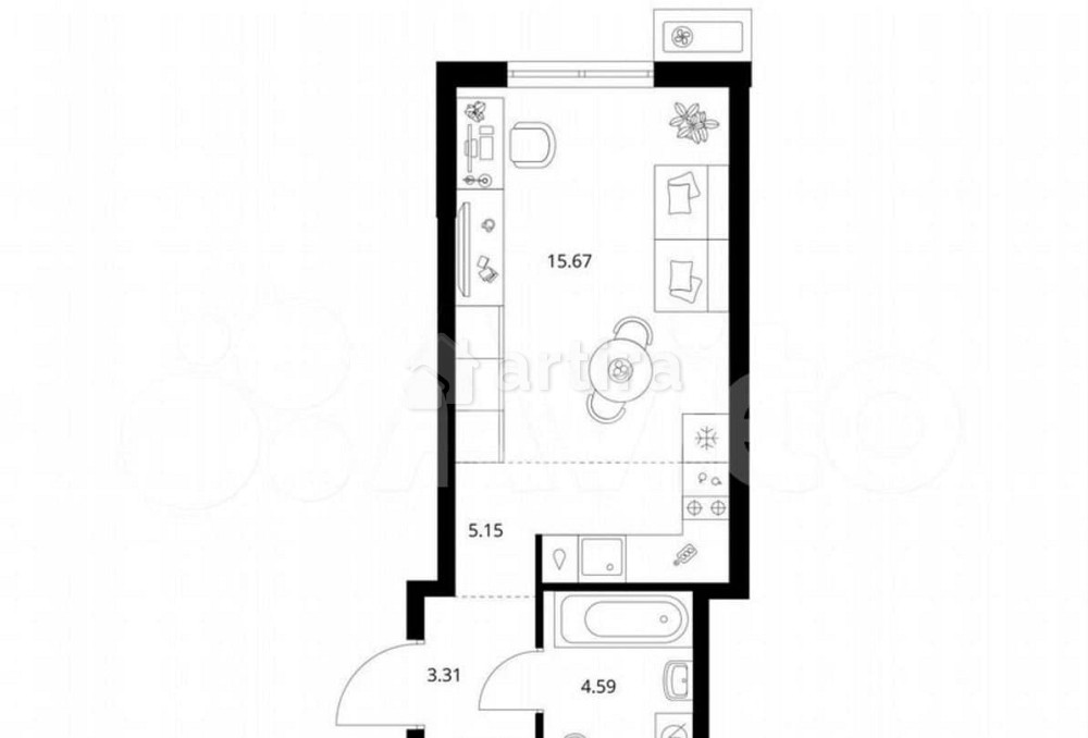 Студия, 28.7 м2, 12/32 эт. Москва - изображение 1