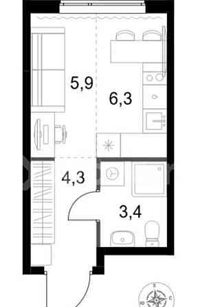 Студия, 19.9 м2, 2/25 эт. Москва