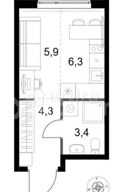 Студия, 19.9 м2, 2/25 эт. Москва - изображение 1