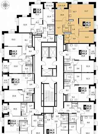 4-комн. квартира, 88.3 м2, 25/25 эт. Москва