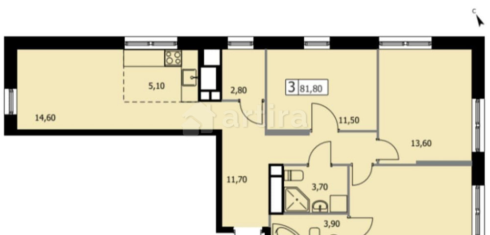 3-комн. квартира, 81.8 м2, 8/19 эт. Москва - изображение 12