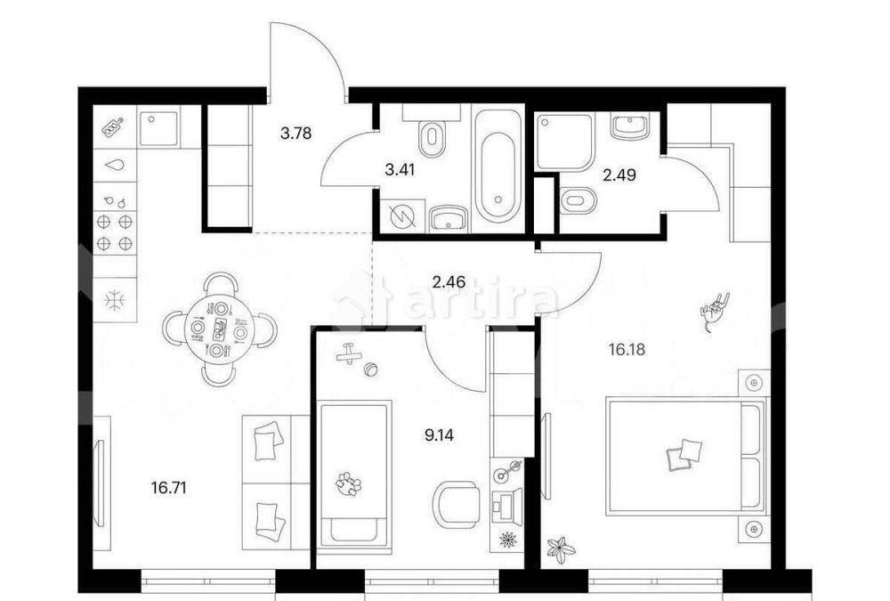 2-комн. квартира, 54.2 м2, 27/32 эт. Москва - изображение 1
