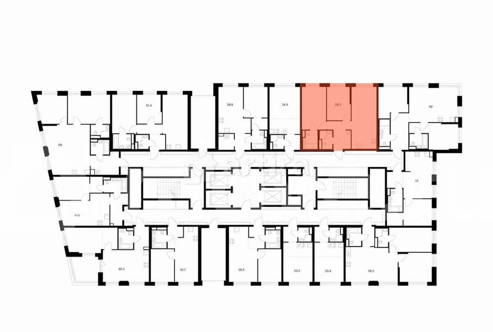 2-комн. квартира, 58.3 м2, 23/43 эт. Москва - изображение 3
