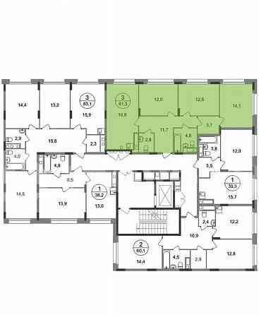 3-комн. квартира, 81.3 м2, 5/9 эт. Москва