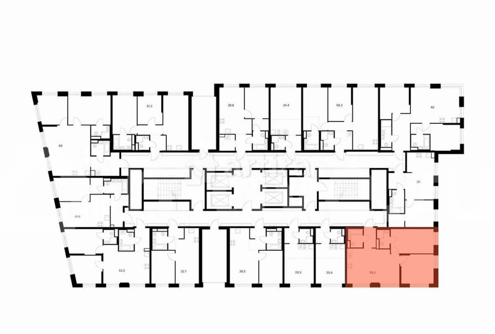 2-комн. квартира, 59.3 м2, 12/43 эт. Москва - изображение 2