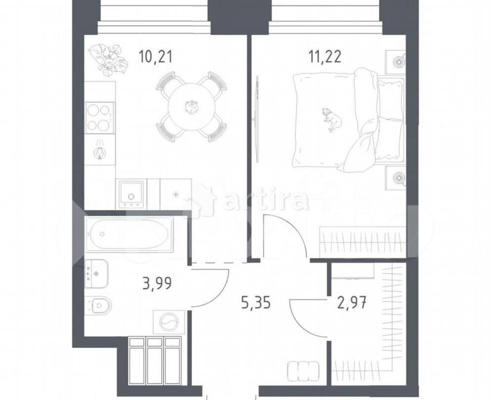 1-комн. апарт-ы, 33.7 м2, 20/23 эт. Москва - изображение 1