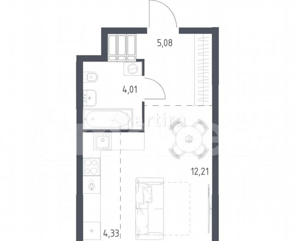 Студия, 25.6 м2, 21/23 эт. Москва - изображение 1