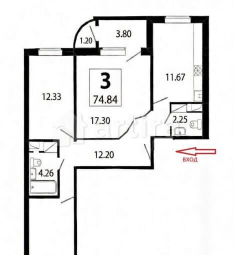 3-комн. квартира, 72.5 м2, 14/20 эт. Москва - изображение 19