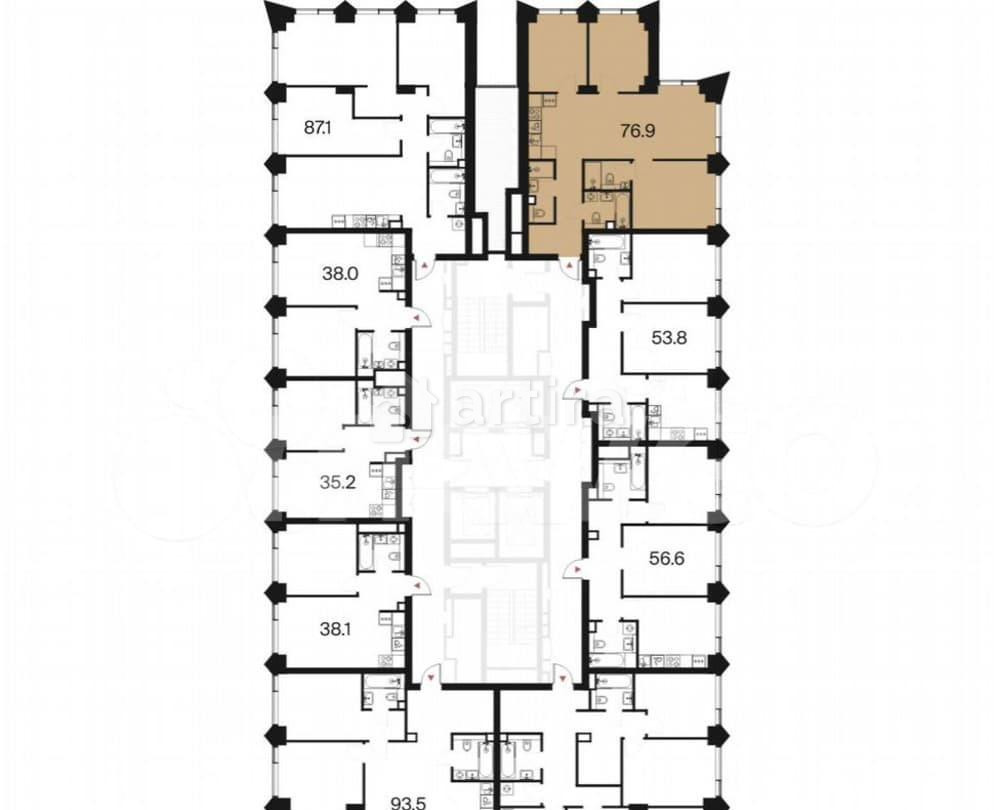 3-комн. квартира, 76.9 м2, 20/44 эт. Москва - изображение 4