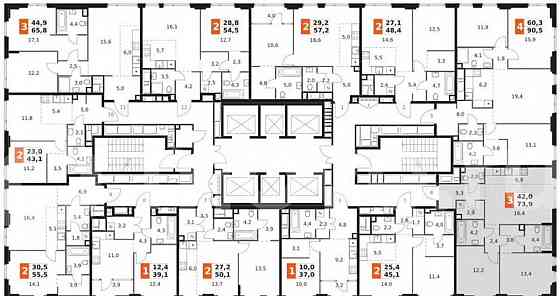 3-комн. квартира, 73.9 м2, 28/42 эт. Москва