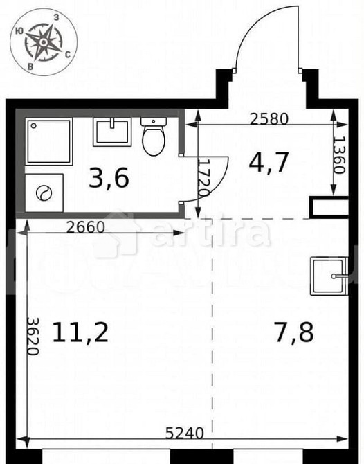 Студия, 27.3 м2, 13/24 эт. Москва - изображение 1