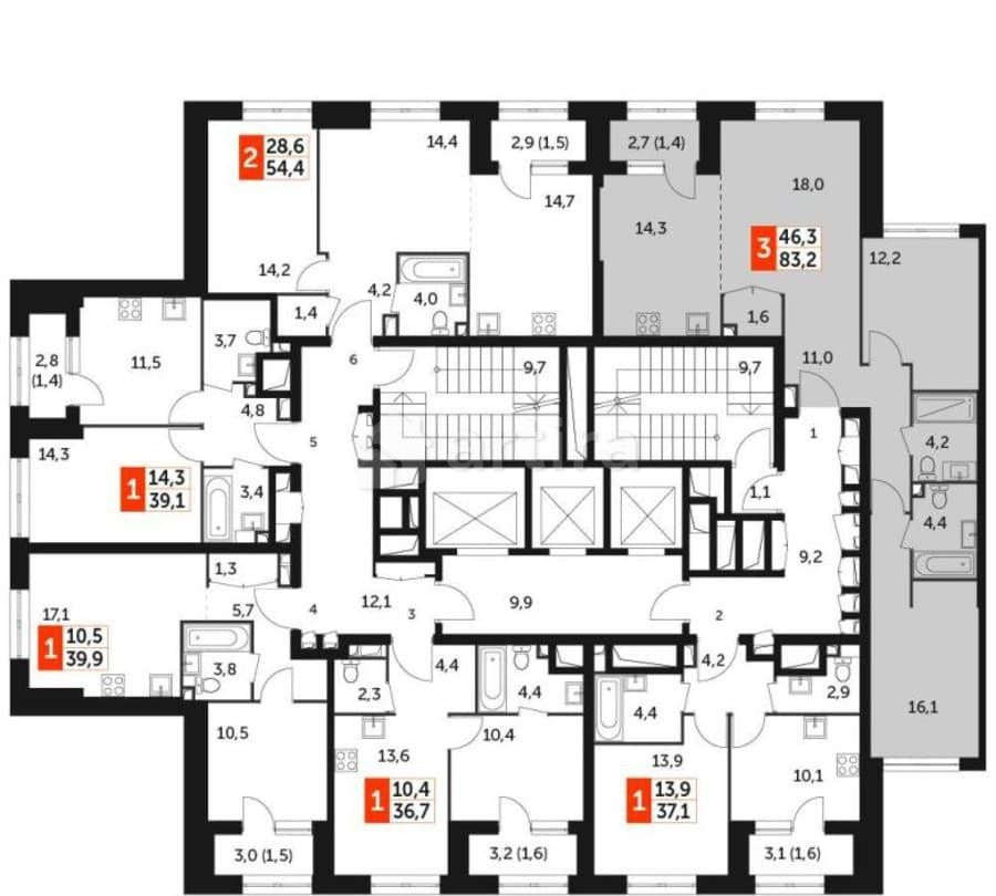 3-комн. квартира, 83.2 м2, 3/37 эт. Москва - изображение 17