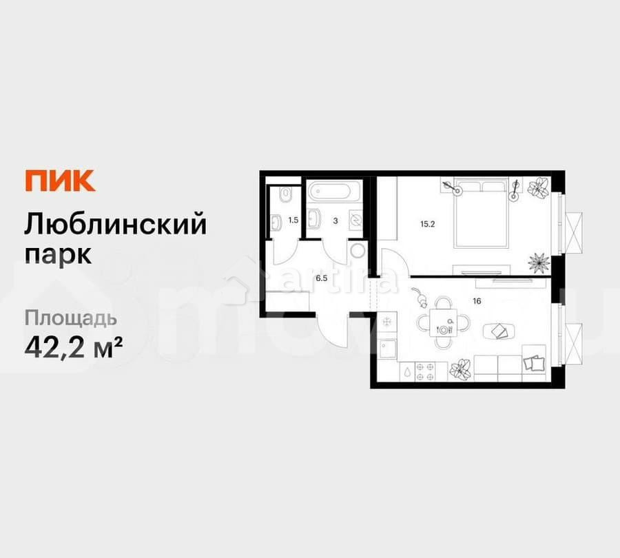 1-комн. квартира, 42.2 м2, 23/25 эт. Москва - изображение 1