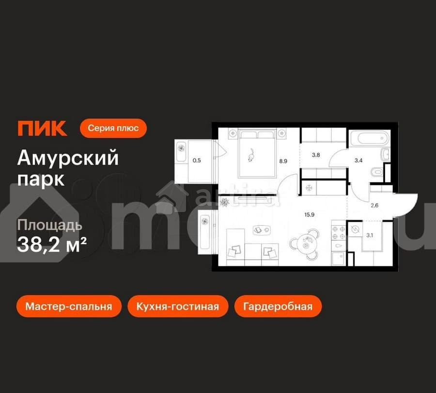1-комн. квартира, 38.2 м2, 3/19 эт. Москва - изображение 1