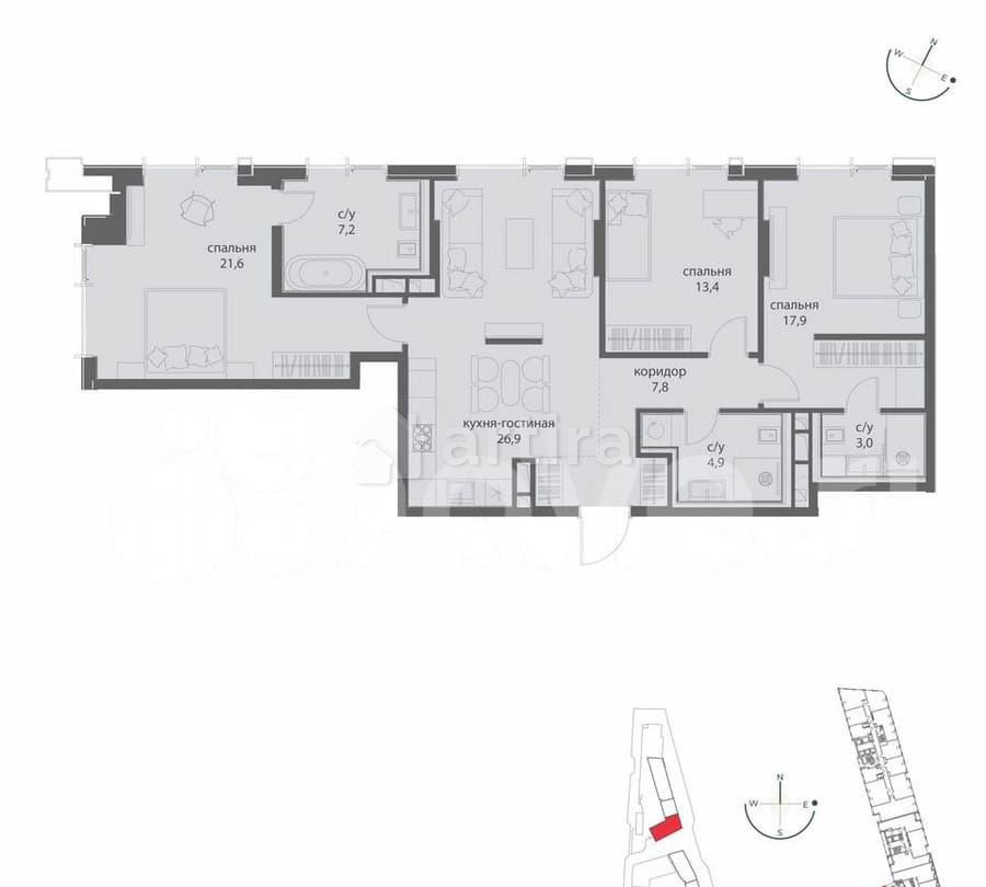 3-комн. квартира, 102.7 м2, 6/50 эт. Москва - изображение 4