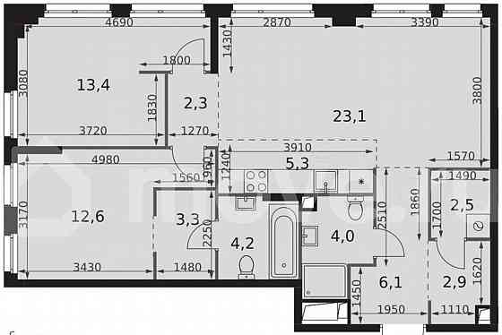 3-комн. квартира, 79.7 м2, 26/28 эт. Москва