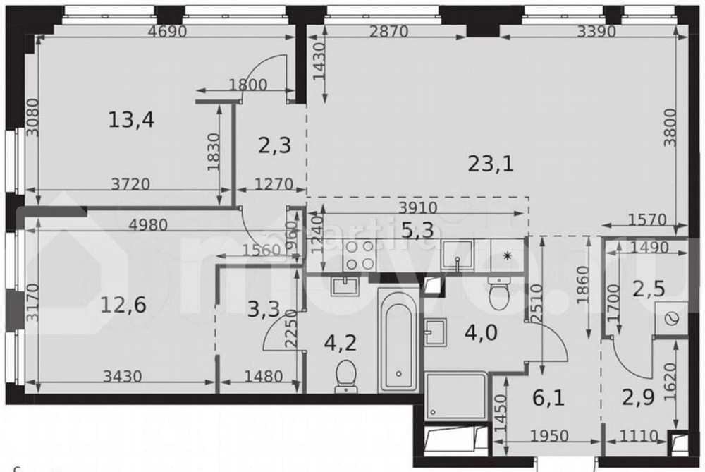 3-комн. квартира, 79.7 м2, 26/28 эт. Москва - изображение 3