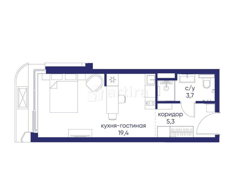 Студия, 28.42 м2, 2/12 эт. Москва - изображение 1