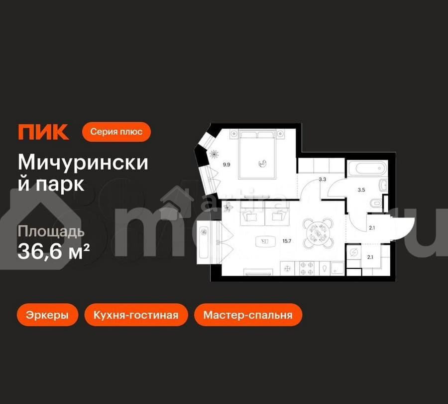 1-комн. квартира, 36.6 м2, 3/32 эт. Москва - изображение 3