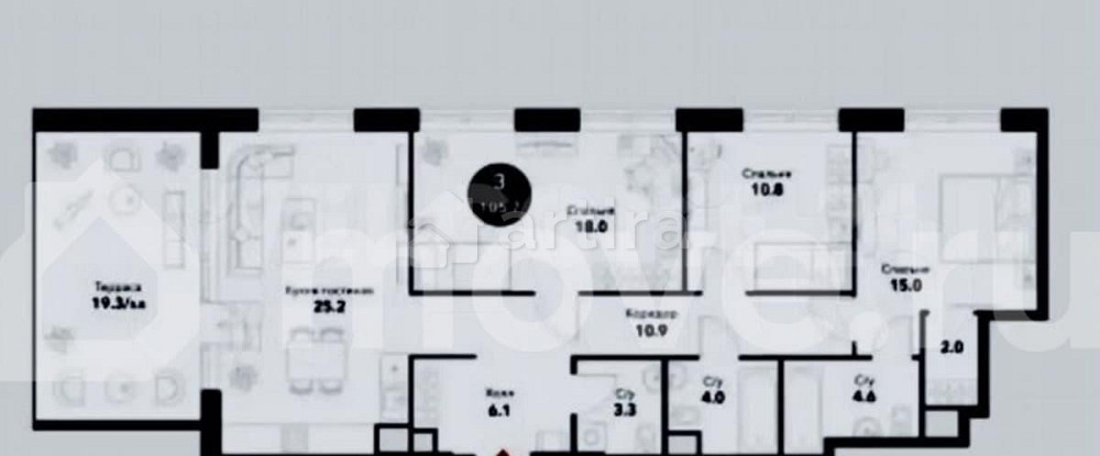 3-комн. апарт-ы, 105.7 м2, 13/20 эт. Москва - изображение 5