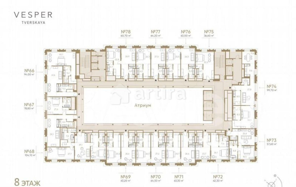 1-комн. апарт-ы, 94 м2, 8/9 эт. Москва - изображение 3